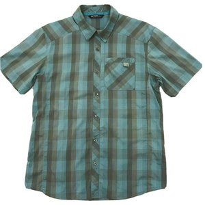 Arcteryx Button Down Shirt Short Sleeve Blue Plaid